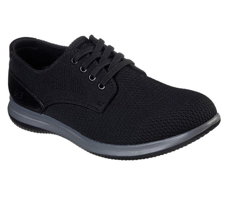Skechers Herr Svarta Slip On - Darlow - Velogo - Sverige (HMFAU-1493)
